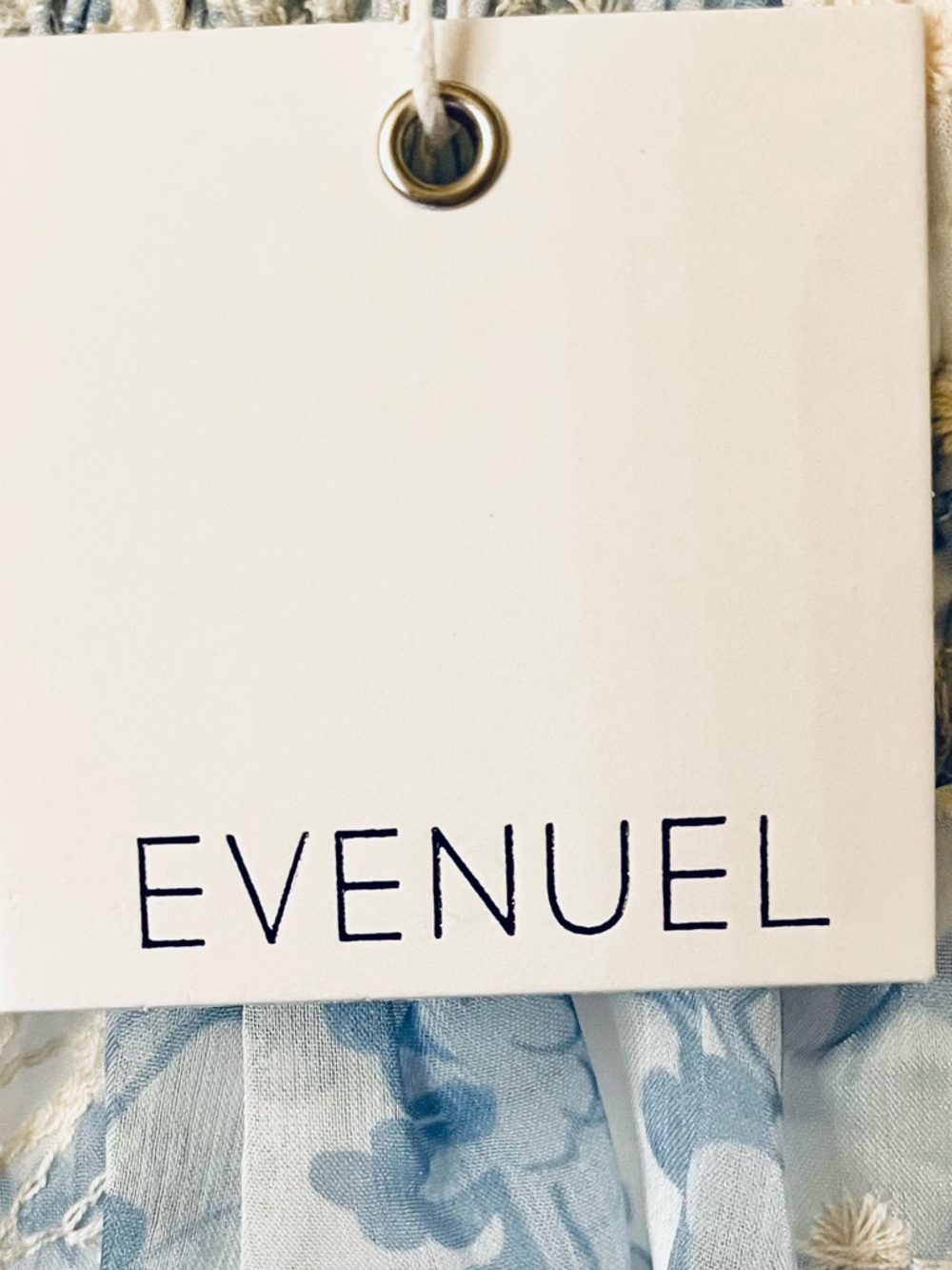 💙 EVENUEL Blue Toile Bustier Midi Dress NWT Cottagecore Romantic Bow Strap 💙 - Picture 3 of 3
